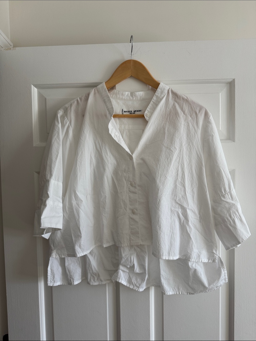 Apiece Apart White Layered Cotton Button-Down Shirt
